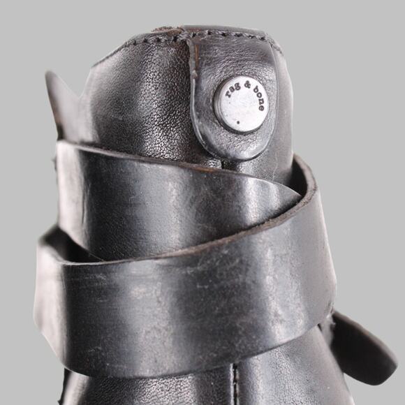 RAG & BONE New York Harrow Leather Ankle Boot 3.5" Block Heel Sz. 37.5 - Picture 9 of 14